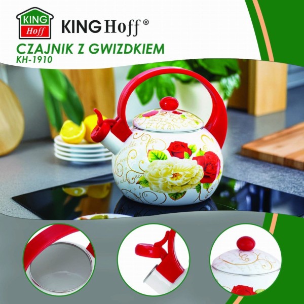 Czajnik emaliowany Kinghoff Roses KH-1910 2,0L do kuchenek indukcyjnych i gazowych