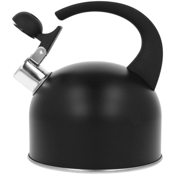 Sietniczny czajnik stalowy z gwizdkiem, BRUNBESTE BB-2438, 1.5L, czarny, na gaz i indukcję, czajnik do gotowania wody, 1.5L, czarny.