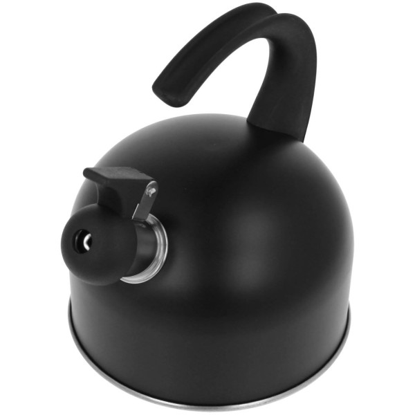 Sietniczny czajnik stalowy z gwizdkiem, BRUNBESTE BB-2438, 1.5L, czarny, na gaz i indukcję, czajnik do gotowania wody, 1.5L, czarny.