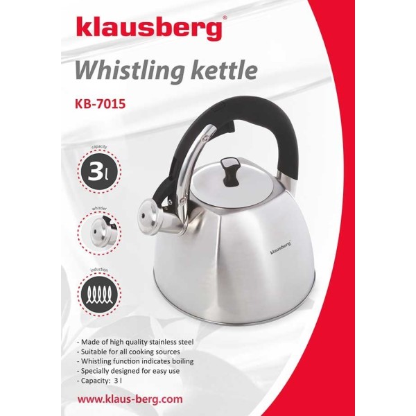 Czajnik stalowy Klausberg KB-7015 inox 3,0L do gotowania wody