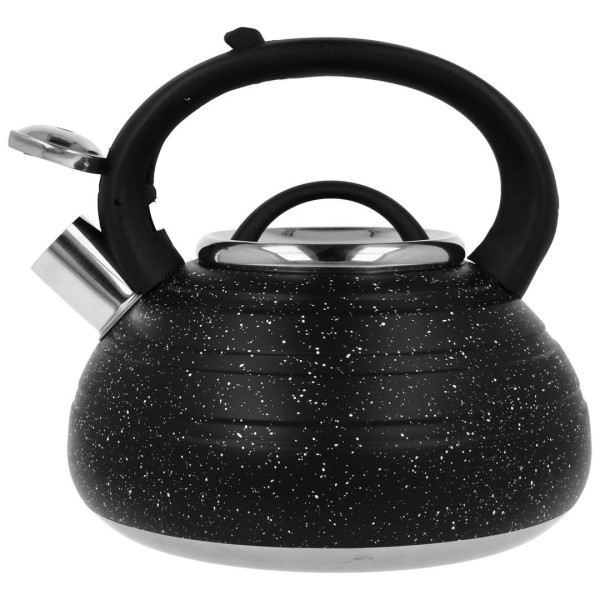 Чайник BRUNBESTE Czajnik stalowy z gwizdkiem, DUŻY 3L czarny marmurek, газ/індукція