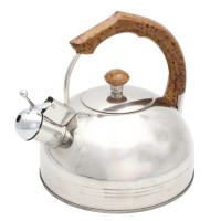 Czajnik stalowy z gwizdkiem, BRUNBESTE, BB-2270, 2.5L, z drewnianym uchwytem, indukcja, czajnik do kuchenki/p (przykład zastosowania: idealny do gotowania wody na herbatę)