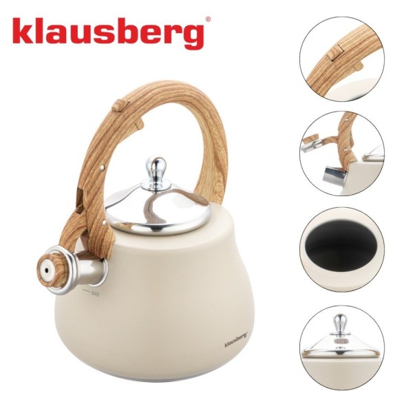 Czajnik stalowy Klausberg KB-7919 2,8L na gaz i indukcję beżowy matowy do kuchni