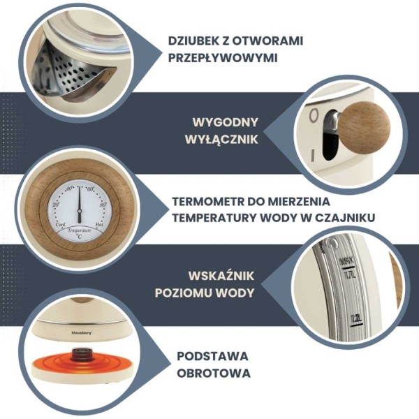 Електричний чайник Klausberg KB-9006 RETRO (1,7 л)