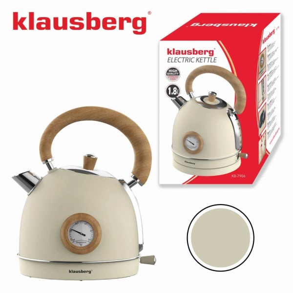 Czajnik elektryczny Klausberg KB-7905 ze stali nierdzewnej 1,8L z termometrem beżowy