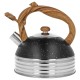 Чайник, BrunBestе, Czajnik stalowy z gwizdkiem na indukcję 2.5L czarny marmurek uchyт drewno, BB-2476, Wyposażenie kuchni / Akcesoria do kawy i herbaty / Czajniki
