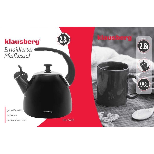 Czajnik stalowy Klausberg KB-7403 2,8L czarny do gotowania wody