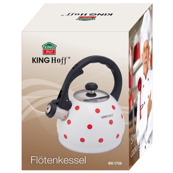 Czajnik emaliowany Kinghoff KH-1736 do gotowania wody 2.0L w groszki