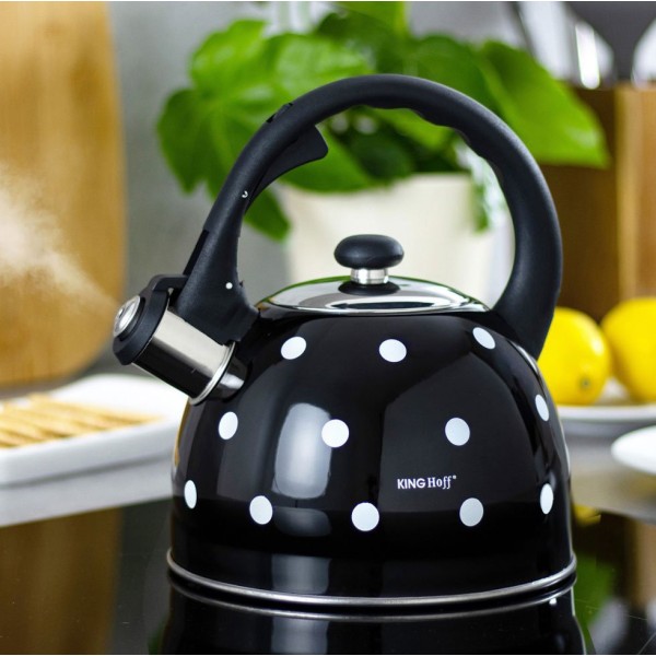 Czajnik emaliowany KiNGHOFF KH-1051 2,6L z wzorem w groszki do herbaty i kawy