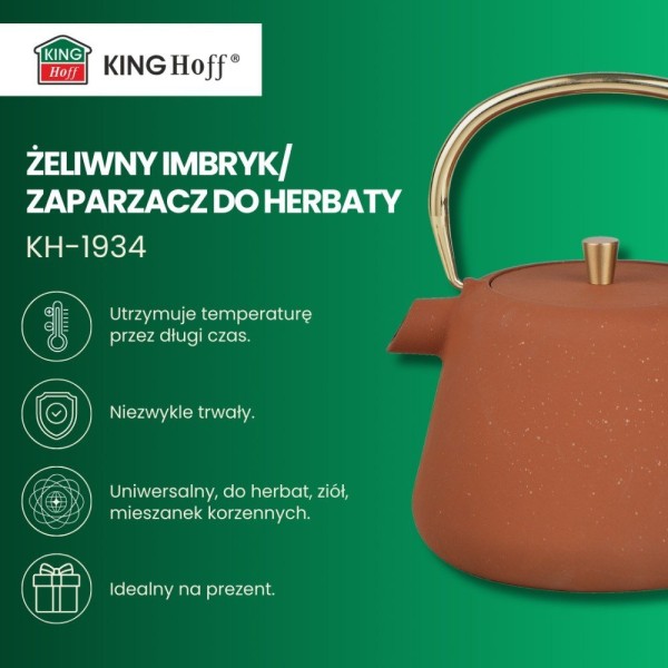 Czajnik żeliwny Kinghoff KH-1934 zaparzacz do herbaty i kawy 1,0L
