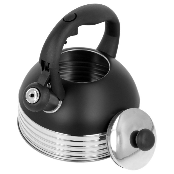 Чайник BRUNBESTE BB-2475, stalowy z gwizdkiem, czarny matowy, 2.5L