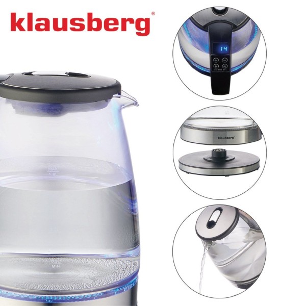 Czajnik elektryczny Klausberg KB-7887 szklany 1,8L z regulacją temperatury do kuchni