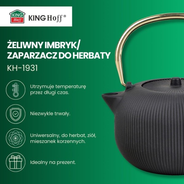 Czajnik żeliwny Kinghoff KH-1931 do zaparzania herbaty i kawy 1,0L