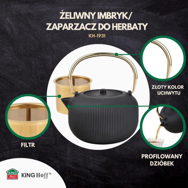 Czajnik żeliwny Kinghoff KH-1931 do zaparzania herbaty i kawy 1,0L