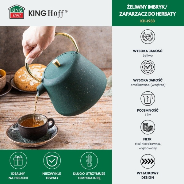 Czajnik żeliwny Kinghoff KH-1933 1.0L do parzenia herbaty i kawy