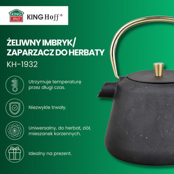 Czajniczek żeliwny Kinghoff KH-1932 do zaparzania herbaty i kawy 1,0L