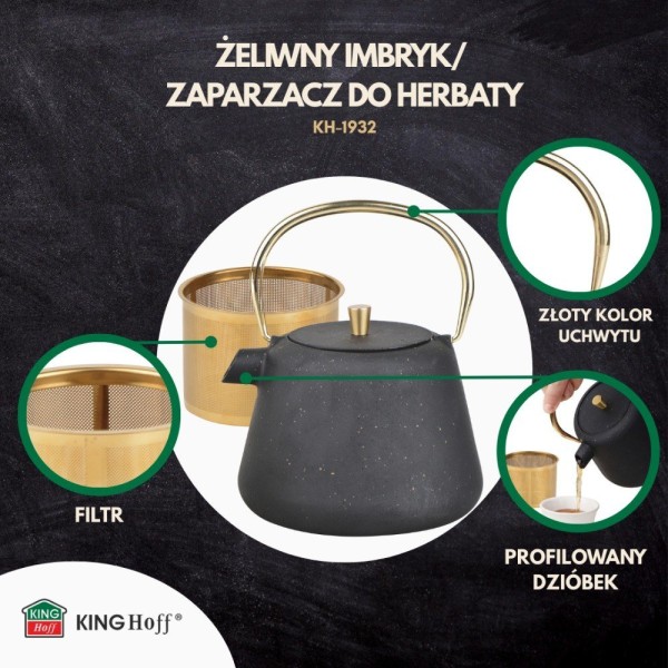 Czajniczek żeliwny Kinghoff KH-1932 do zaparzania herbaty i kawy 1,0L