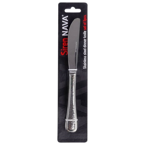 Sztućce Noże stołowe, Siren Nava 10-121-032, komplet 3‑elementów, stal nierdzewna, obiadowe