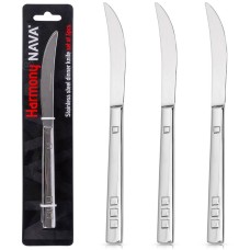 Noże stołowe Harmony Nava 10-121-052, комплект сталевих столових ножів, 3 шт, для обіду
