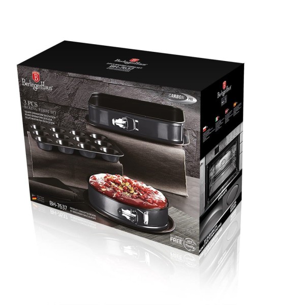 Zestaw form do pieczenia Berlinger Haus Carbon Pro BH-7637, 3 elementy