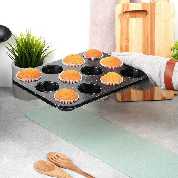Форма для випікання, Vilde, 12 мафінів (міні-кексів) гранитова 35×26.5 см, 279014