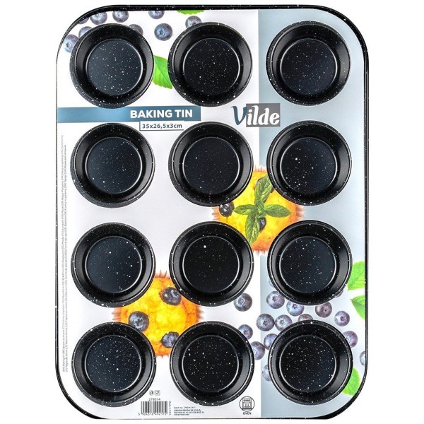 Форма для випікання, Vilde, 12 мафінів (міні-кексів) гранитова 35×26.5 см, 279014
