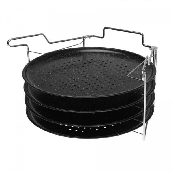 Zestaw form do pieczenia pizzy Kinghoff KH-1553 ze stelażem, 4 sztuki