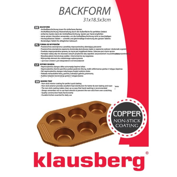 Forma do pieczenia Klausberg KB-7375 na 6 muffinek z powłoką non-stick Copper
