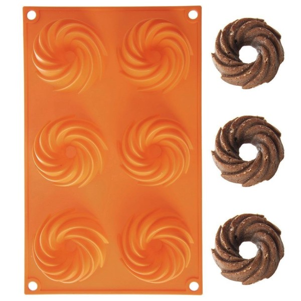Forma do pieczenia Sillinie Orion 151788 silikonowa na 6 babeczek donutów pomarańczowa