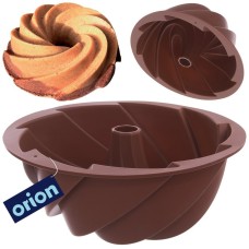 Forma do pieczenia babki Sillinie Orion 151710 silikonowa brązowa 23,5 cm z kominem kwiat