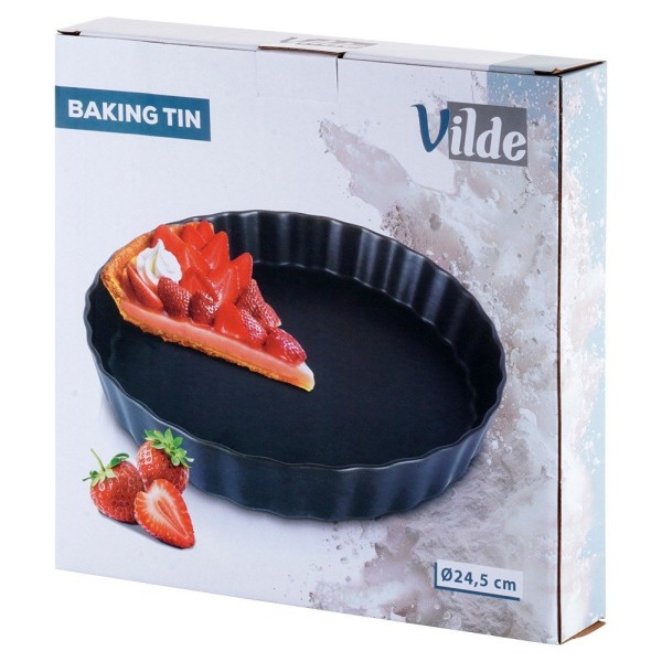 Forma do pieczenia VILDE 279003 ceramiczna czarna 24,5 cm do tart i ciast