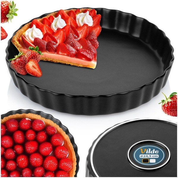 Forma do pieczenia VILDE 279003 ceramiczna czarna 24,5 cm do tart i ciast