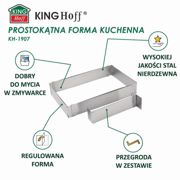 Форма для випічки Kinghoff KH-1907 регульована, тортовниця 34-52x27-18,5x5 см