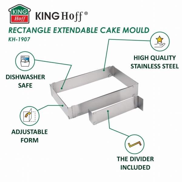 Форма для випічки Kinghoff KH-1907 регульована, тортовниця 34-52x27-18,5x5 см