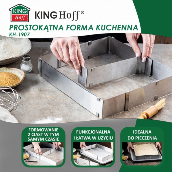 Форма для випічки Kinghoff KH-1907 регульована, тортовниця 34-52x27-18,5x5 см