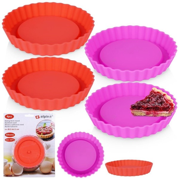 Formy silikonowe Alpina 259259 do pieczenia tart i ciast 12 cm 4 sztuki