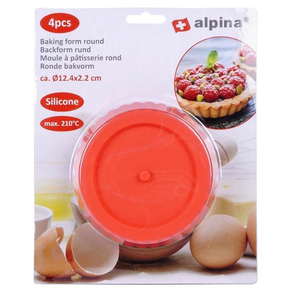 Formy silikonowe Alpina 259259 do pieczenia tart i ciast 12 cm 4 sztuki