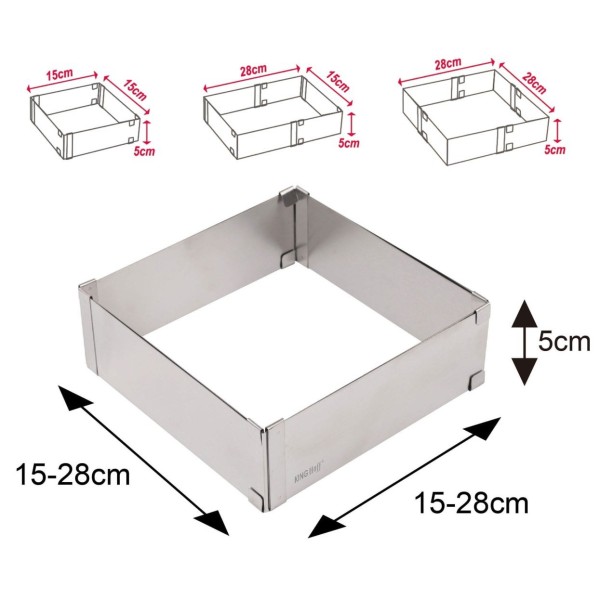 Regulowana forma do pieczenia Kinghoff KH-1906 tortownica rant cukierniczy 28-15x5 cm