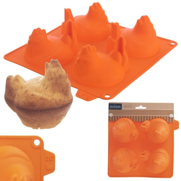 Forma do pieczenia Sillinie Orion 151783 silikonowa pomarańczowa kurka do ciastek i pralinek
