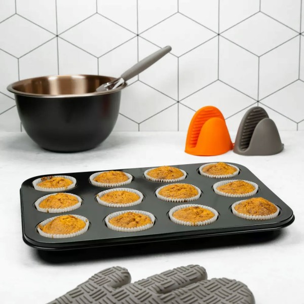 Forma do pieczenia babeczek Kinghoff KH-4099, blaszana, 12 muffinek