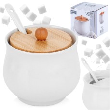 Cukierniczka ceramiczna Vilde 139684 biała z łyżeczką pojemnik na cukier 250 ml