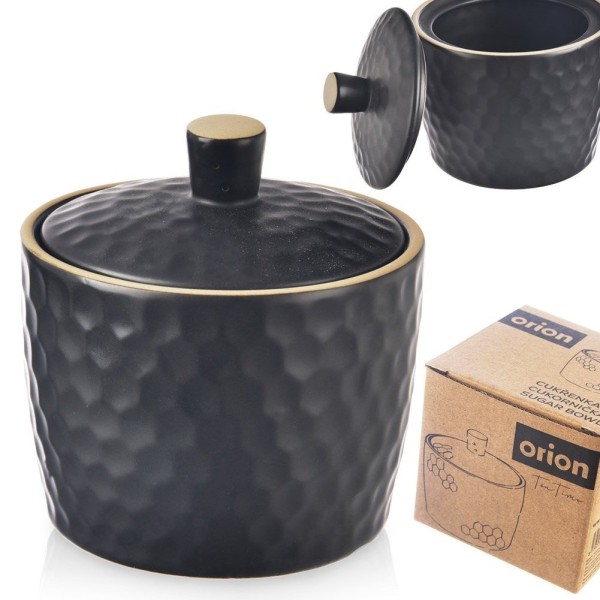 Цукорниця Orion Tea Time 320 мл, керамічна чорна для зберігання цукру на кухні