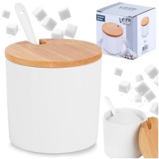 Cukierniczka do kuchni Vilde 139682 ceramiczna biała okrągła 250 ml z łyżeczką