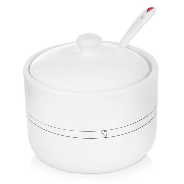 Przybór cukierniczy Orion Cukierniczka ceramiczna serce 300 ml z łyżeczką biała