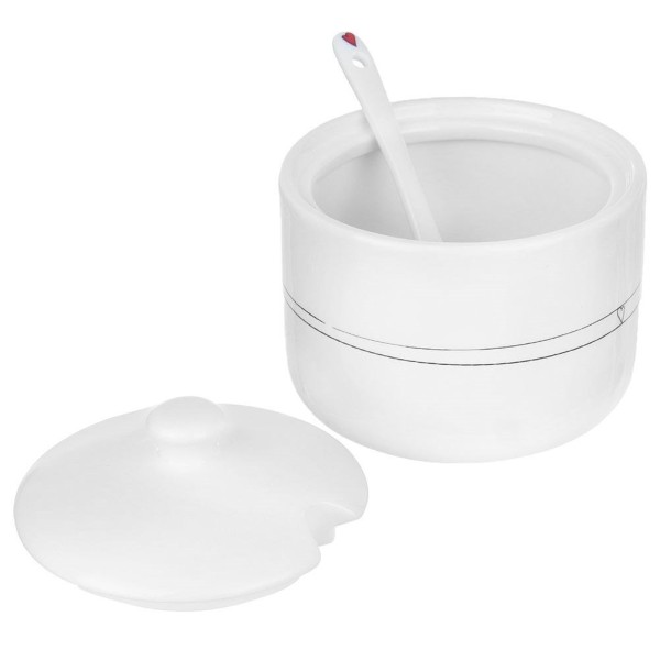 Przybór cukierniczy Orion Cukierniczka ceramiczna serce 300 ml z łyżeczką biała