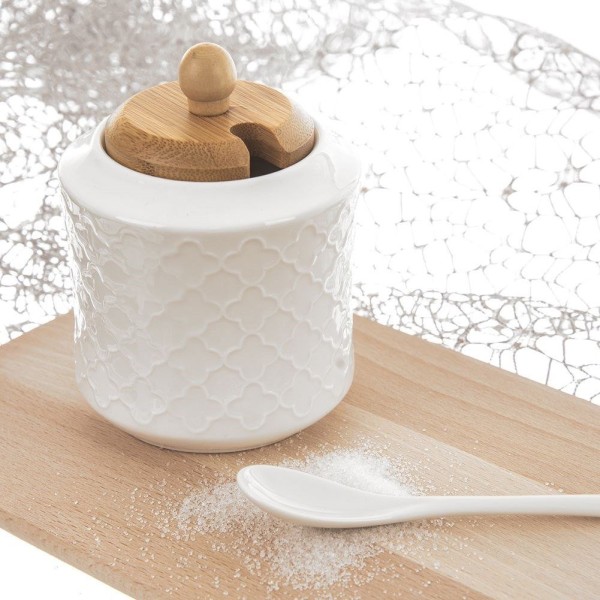 Cukiernica porcelanowa Orion Whiteline 350 ml z łyżeczką do serwowania cukru