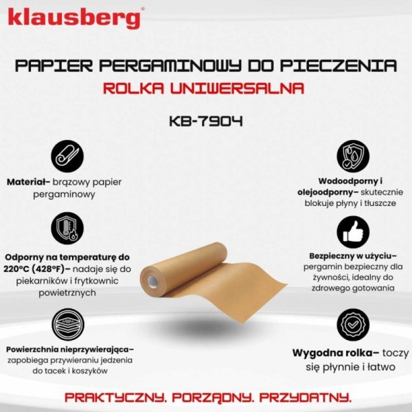 Papier do pieczenia, Klausberg KB-7904 — pergamin 50 m, rolka do pieczenia
