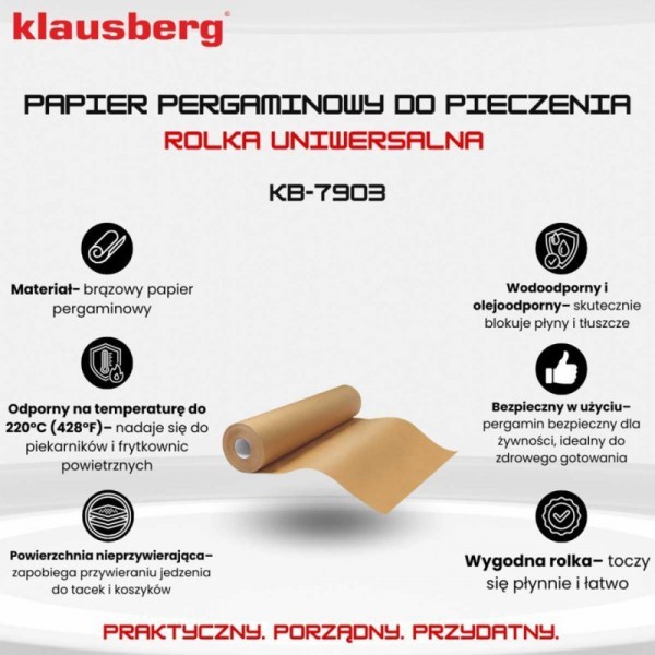 Papier do pieczenia, Klausberg KB-7903 — pergamin 20 m, rolka kuchenny