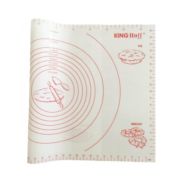 Stolnica silikonowa Kinghoff KH-1537 mata kuchenna 60x40 cm biała do wałkowania i pieczenia