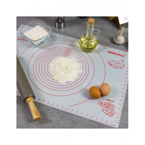 Stolnica silikonowa Kinghoff KH-1537 mata kuchenna 60x40 cm biała do wałkowania i pieczenia
